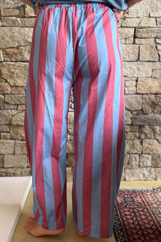 Bloc Striped Wide Barrel Pant Denim & Rhubarb